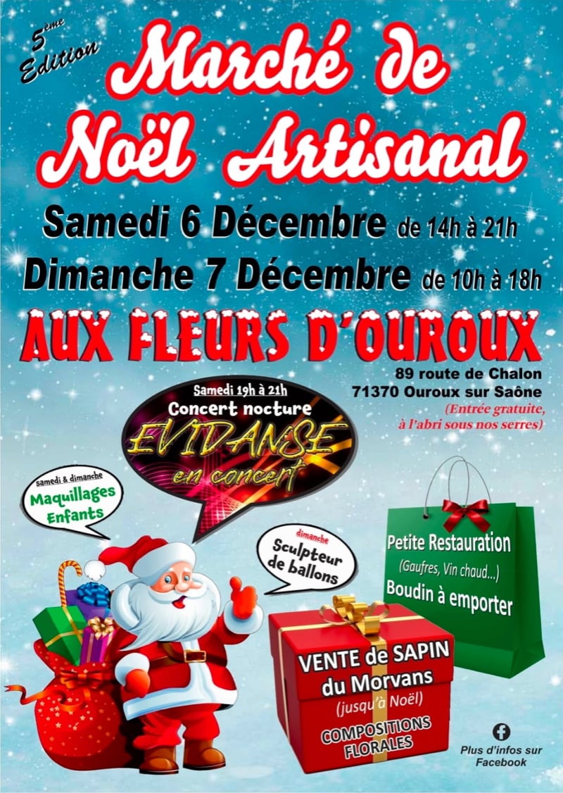 6-7 décembre marché de Noël aux Fleurs d'Ouroux