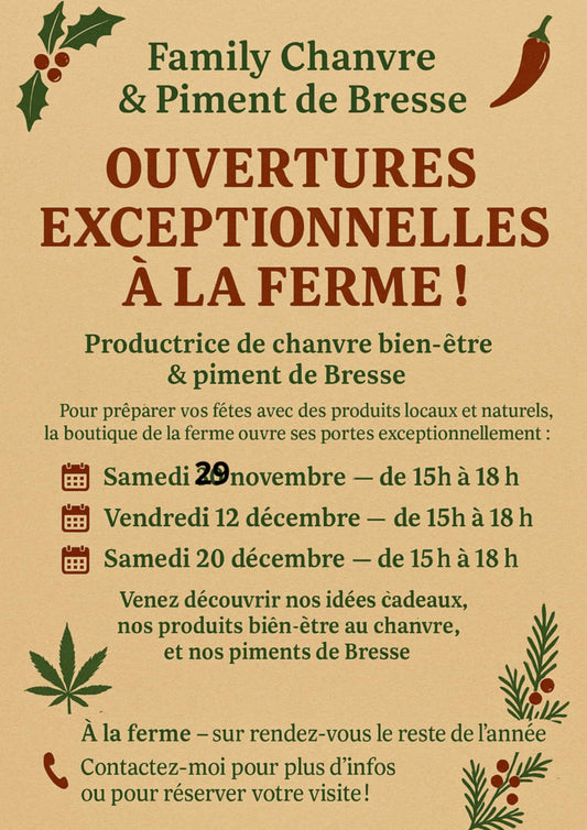 Rencontrez nous directement à la ferme cette fin d'année