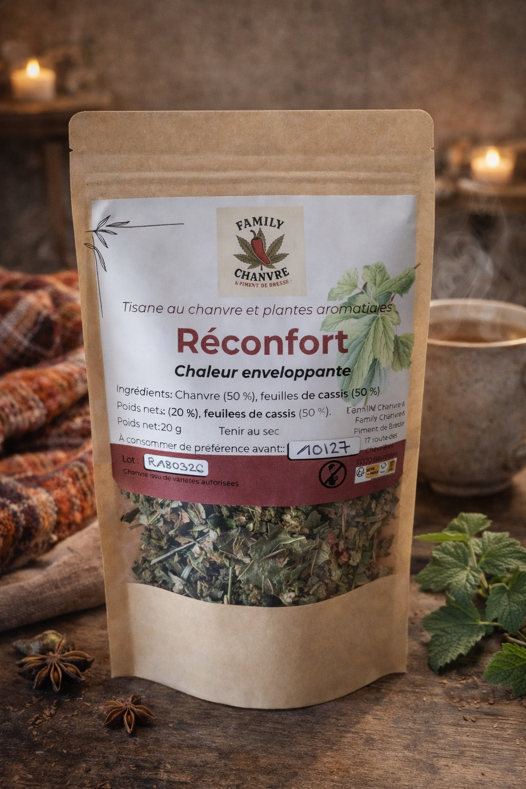RÉCONFORT – Infusion chanvre & cassis | Chaleur réconfortante